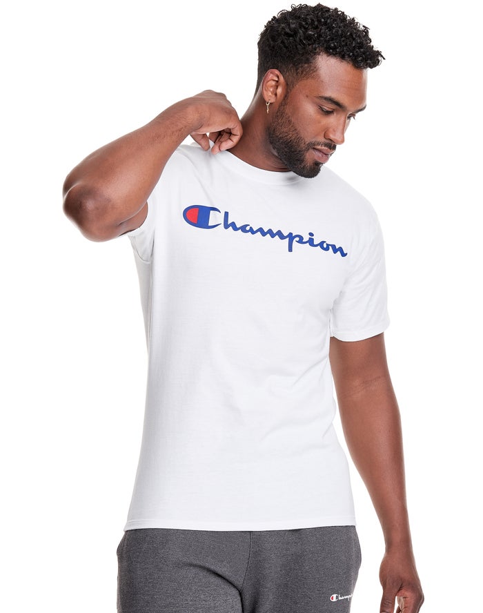 Champion Graphic Jersey Script Logo Erkek Tişört Beyaz ( OVQKPS405 )